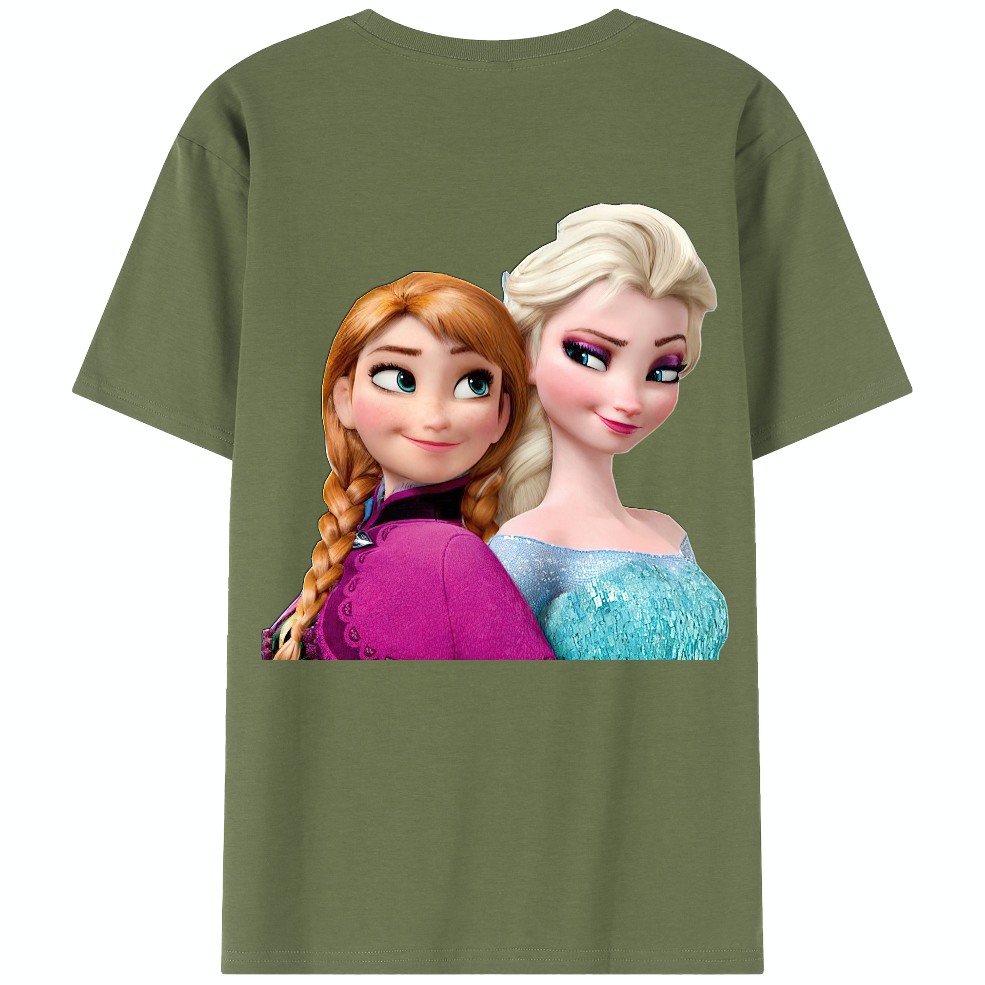 （画像用） アナと雪の女王 アンナ エルサ Frozen Anna Elsa 綿100％半袖Tシャツ（背面プリント）